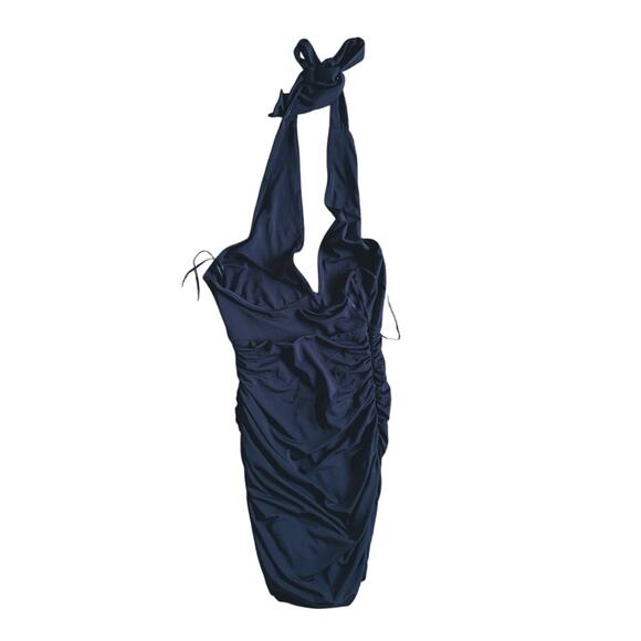 Abercrombie & Fitch Multiway Ruched Halter Mini Dress Black Small Cocktail Event - Picture 6 of 7